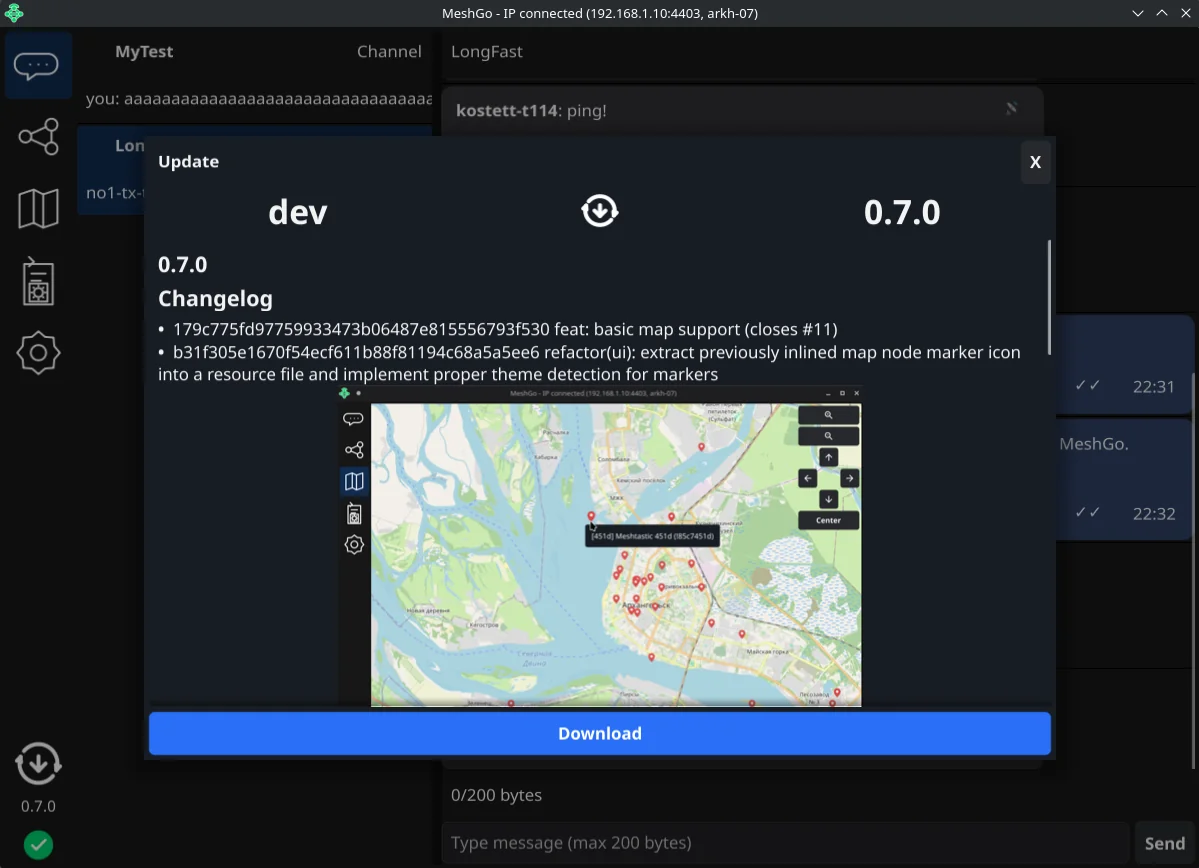 Update dialog